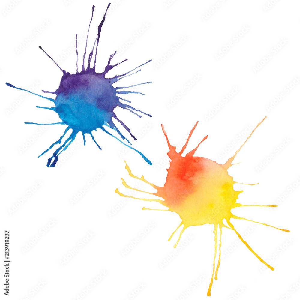 Abstract hand drawn watercolor blots, isolated on white background. Abstract hand drawn watercolor blots, isolated on white background.