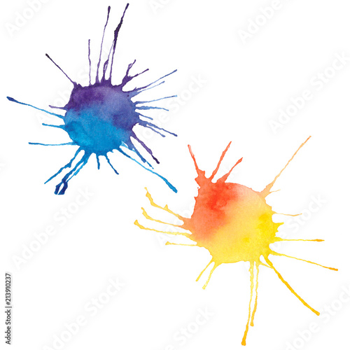 Abstract hand drawn watercolor blots, isolated on white background. © KatyFlaty
