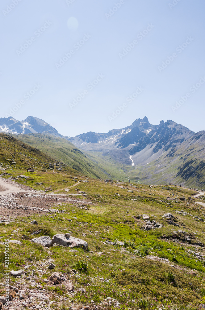 Pontresina, val Muragl, Muottas Muragl, Piz Muragl, Wanderweg, Oberengadin, Engadin, Graubünden, Alpen, Schweizer Berge, Sommer, Schweiz