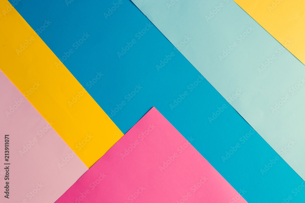 Colorful bright geometric background. Minimal fashion summer concept. Flat lay. - obrazy, fototapety, plakaty 