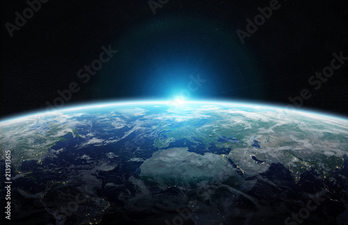 Fototapeta Naklejka Na Ścianę i Meble -  View of blue planet Earth in space 3D rendering elements of this image furnished by NASA