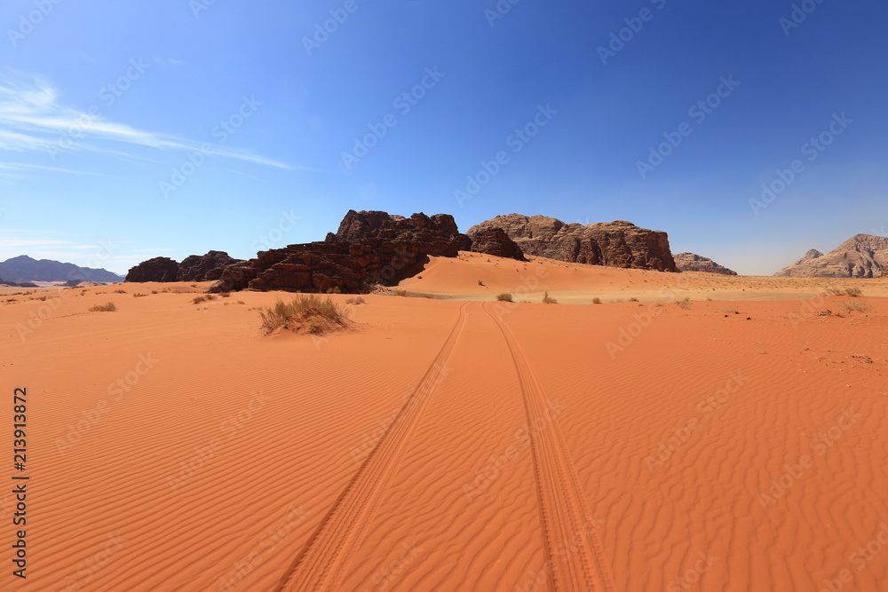 Red dunes in the Wadi Rum desert, Jordan