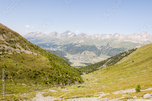 St. Moritz, Muottas Muragl, Wanderweg, Panoramaweg, Ova da Muralgl, Oberengadin, Alpen, Piz Julier, Piz Nair, Seenplatte, Sommer, Graubünden, Schweiz