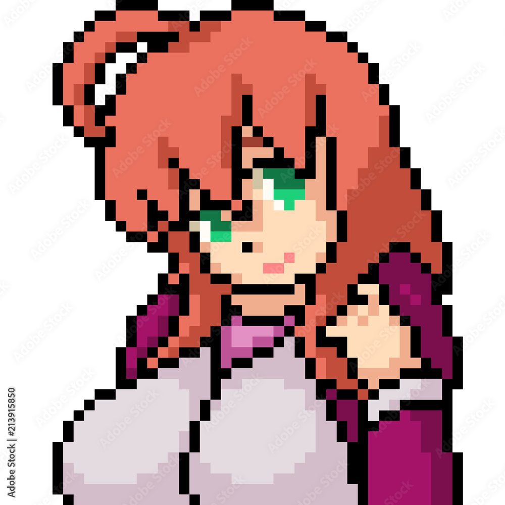 Fototapeta premium vector pixel art anime girl
