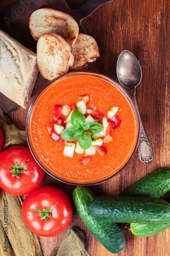 Spicy homemade gazpacho soup