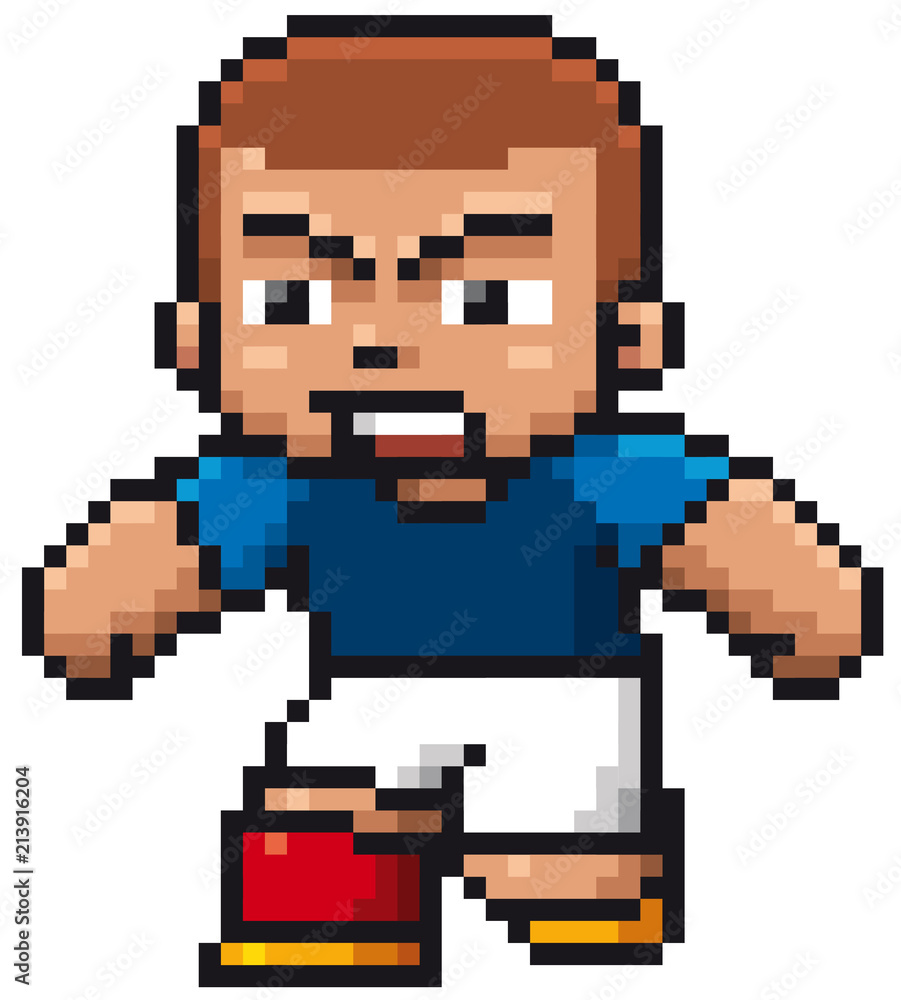 Vector illustration of Cartoon Soccer player - Pixel design