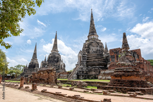 An ancient temple and pagoda in Ayutthaya , Thailand