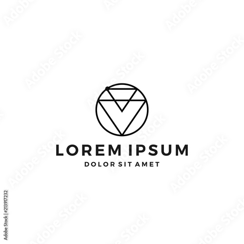 geometric abstract circle logo line art outline monoline icon illustration network connect symbol