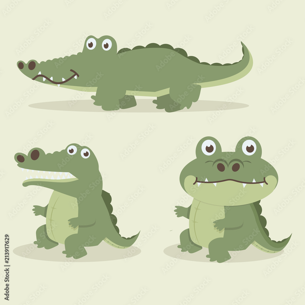 Fototapeta premium Cute crocodile cartoon vector set