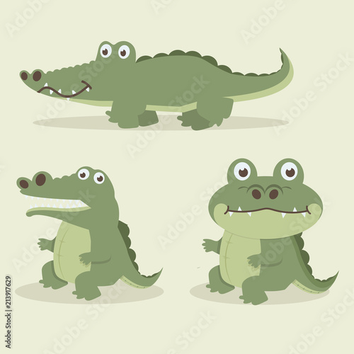 Cute crocodile cartoon vector set
