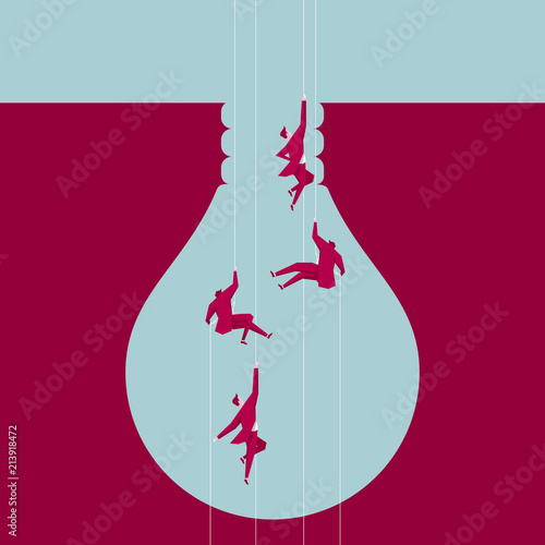 Airborne to the trap, the trap is shaped like a light bulb.The background is blue.