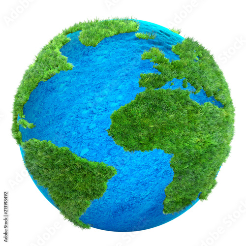green grass Earth 3D illustration