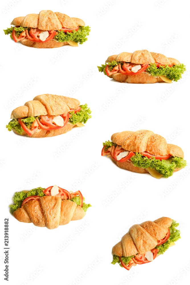Collage of croissant with vegetables Collage of croissant with vegetables