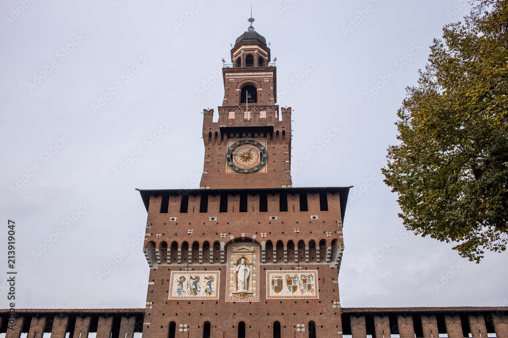 Sforza Castle facade in Milan