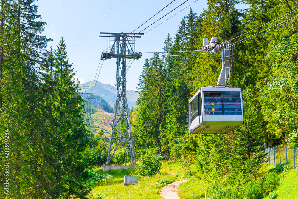 Funicular, raising tourists to Kasprowy Wierch in Poland Zakopane