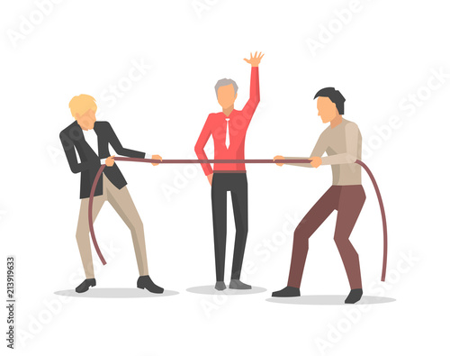 Competition of Two Men on Vector Illustration