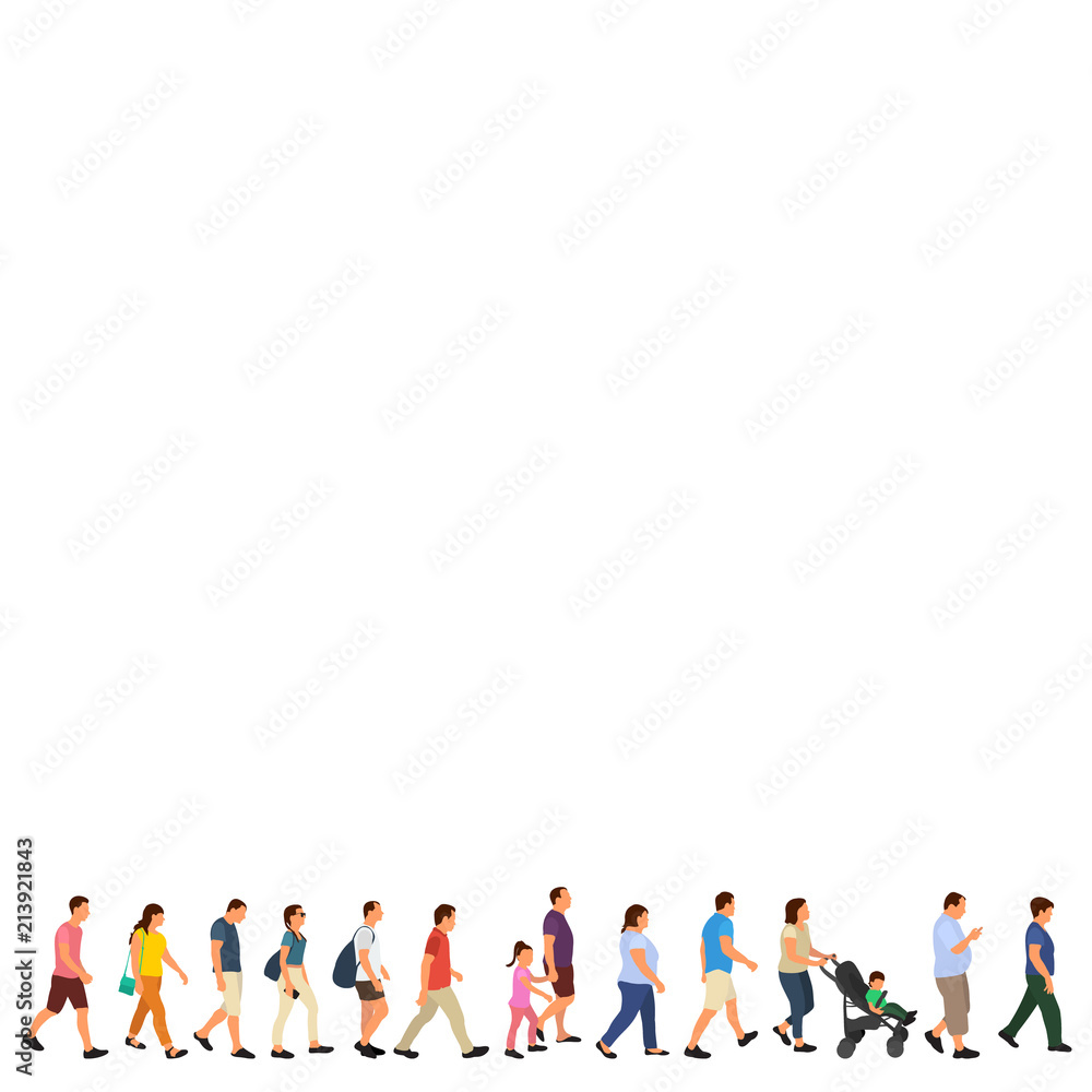 Obraz premium vector, isolated, set, crowd of people, people go
