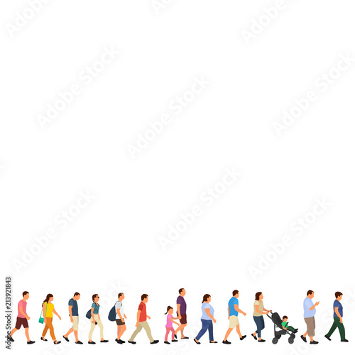 vector, isolated, set, crowd of people, people go