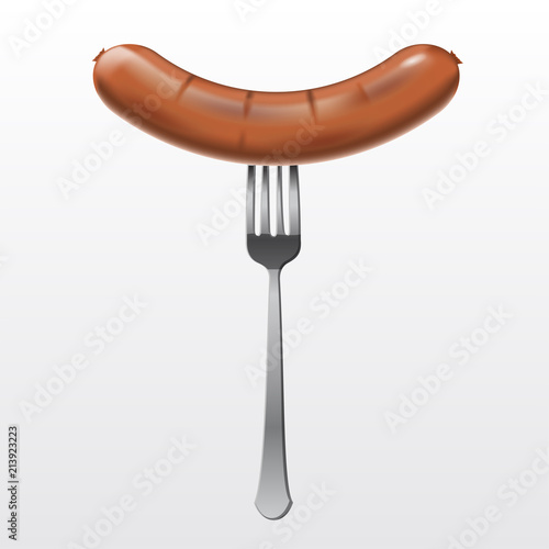 Sausage on the fork, mesh