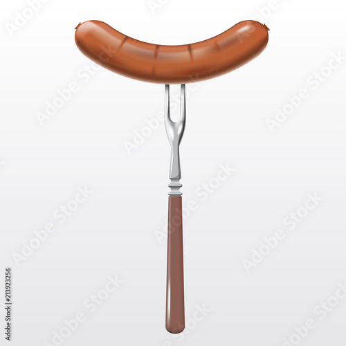 Sausage on the fork, mesh