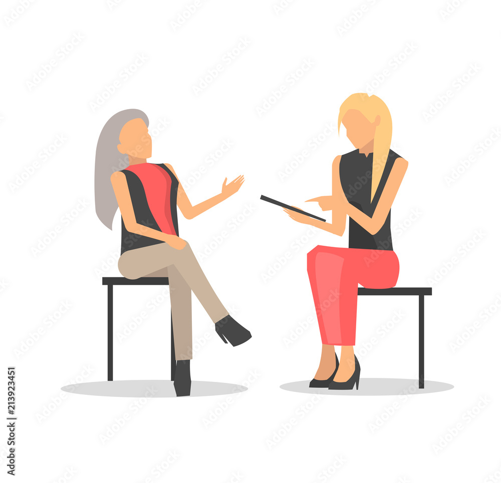 Closeup of Women Discussing Vector Illustration