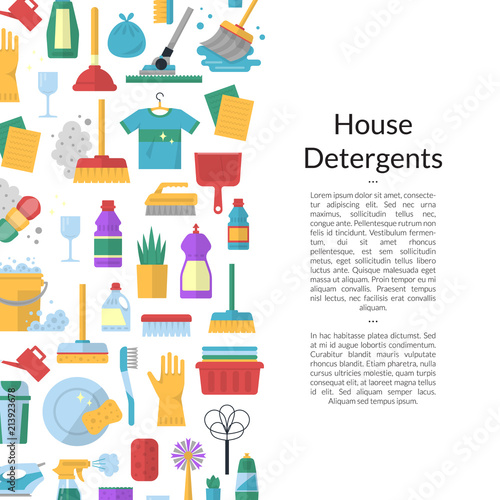 Vector cleaning flat icons background illustration