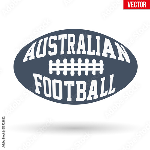 Sports symbol ball of Australian rules football with typography. Vector Illustration isolated on white background.