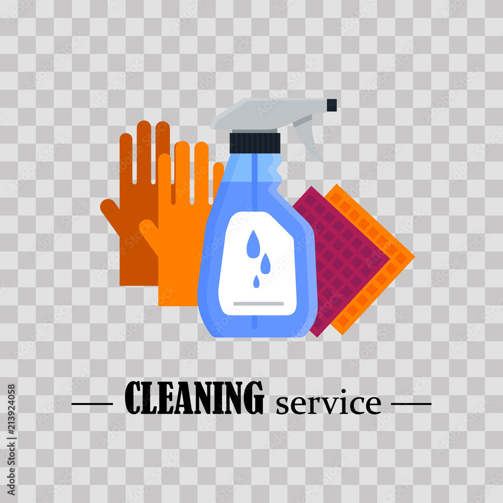 Set of cleaning equipment. House cleaning service tools vector illustration  Stock Vector