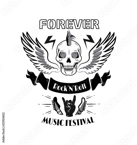 Forever Rock n roll Music Fest Vector Illustration