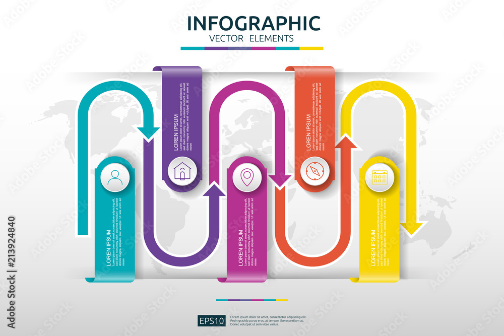6 steps infographic. timeline design template with 3D paper arrow link element. Business concept with options. For content, diagram, flowchart, steps, parts, workflow layout, chart.