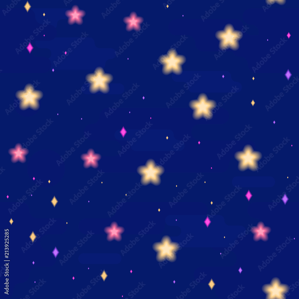 Vector pattern, background, seamless starry sky. Abstract illustration of space, the multiplier style. The glittering universe with multicolored sparks.