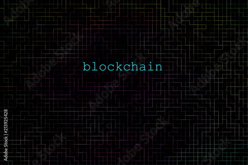Blockchain chain - grid on black background