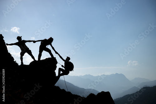 climbing helping team work , success concept