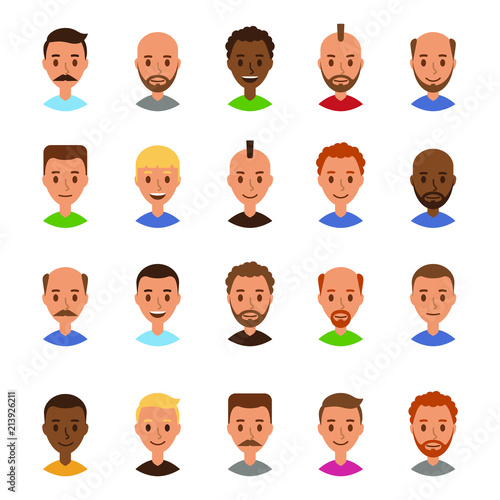 Set of avatars men. User icon. Faces of cartoon characters