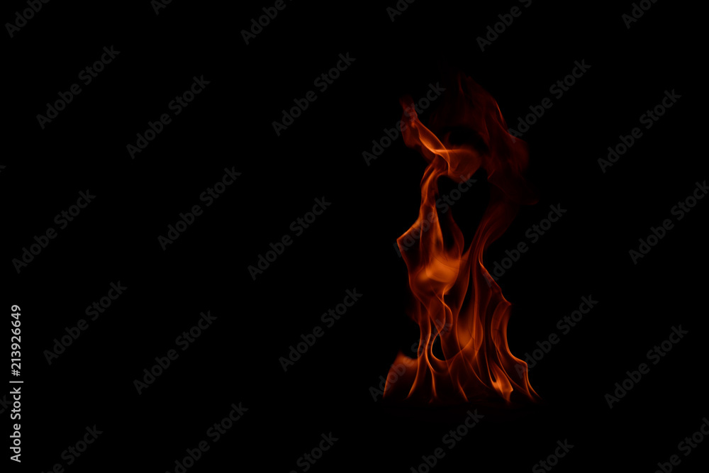 Fire flames isolated on black background