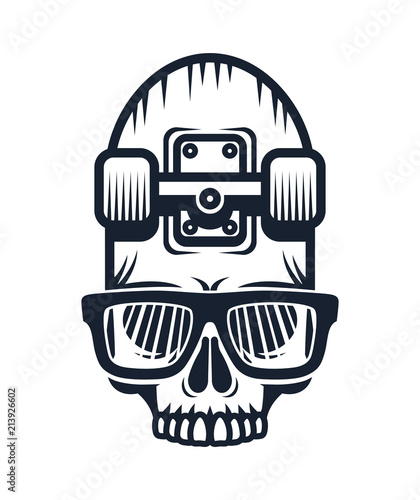 Skateboard skull in glasses design