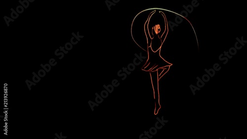 young ballet dancer animation with ribbon
