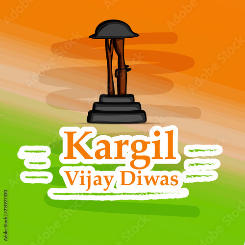 Illustration of Kargil Vijay Diwas background. Kargil Vijay Diwas meaning is a victory day for Indian Soldiers celebrated on 26th of July in owner of the Kargil war hero's in India