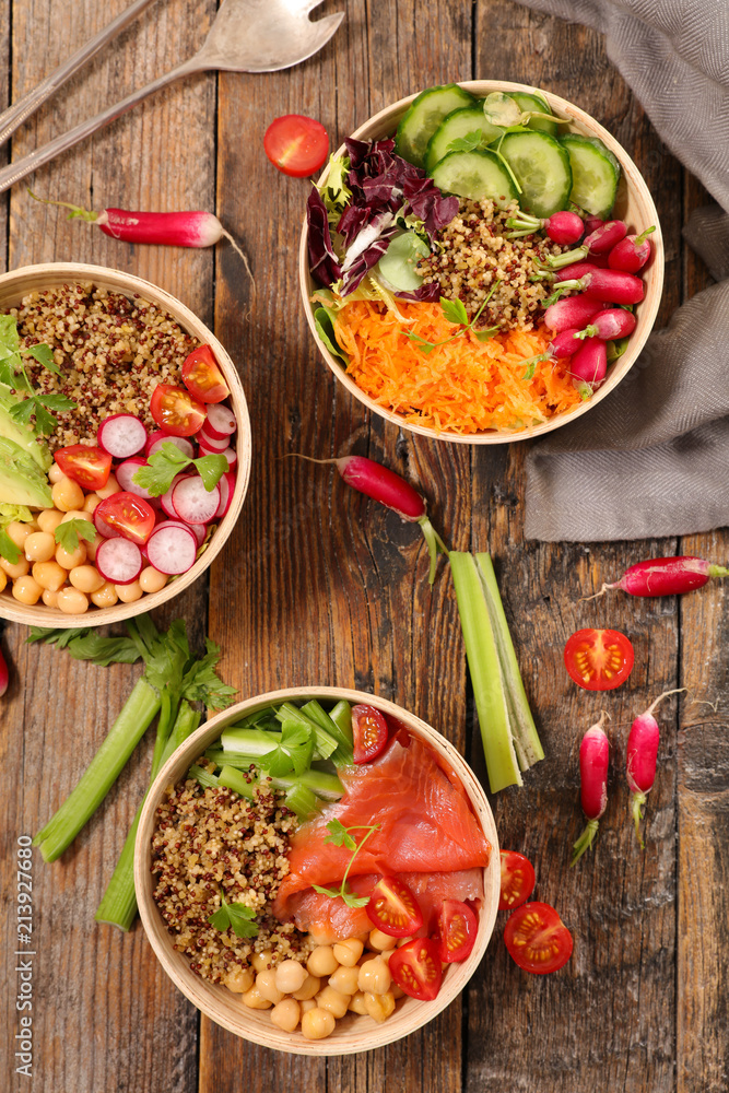 vegetarian bowl on wood background vegetarian bowl on wood background