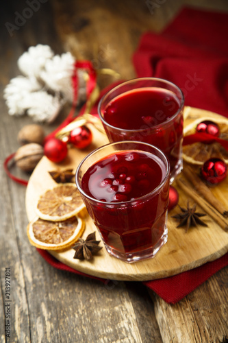Hot cranberry drink with spices