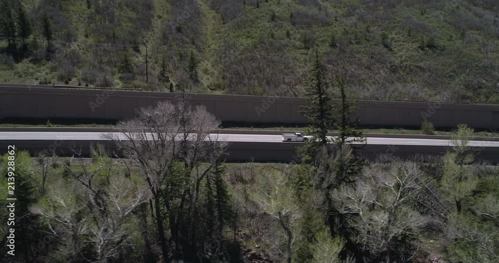 Large mountain highway next to Roaring Fork River near Basalt Colorado Large mountain highway next to Roaring Fork River near Basalt Colorado