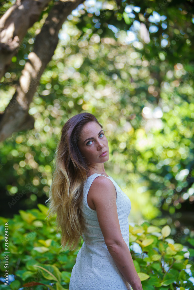 long hair women in white dress portrait summer outdoor long hair women in white dress portrait summer outdoor