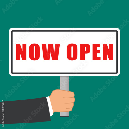 now open sign flat concept