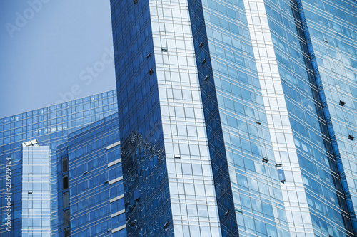 Office towers made of blue glass and steel