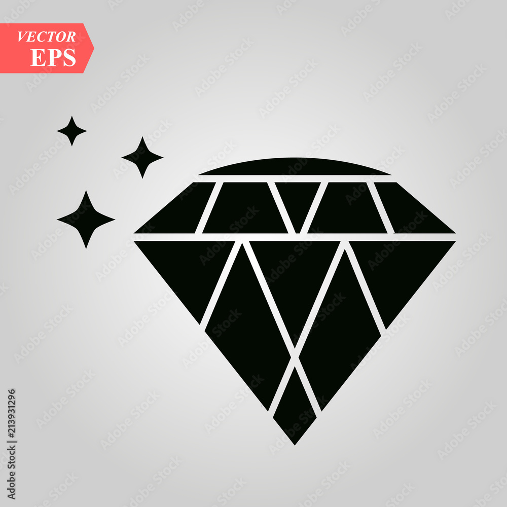 diamond icon, diamond icon on white background eps 10