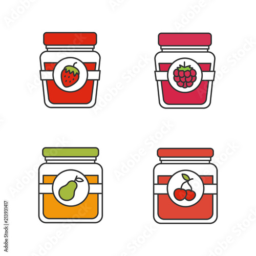 Fruit preserves color icons set