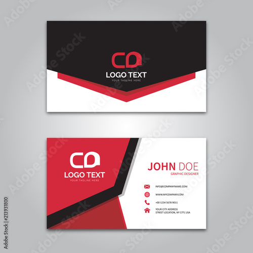 Red and black business card template