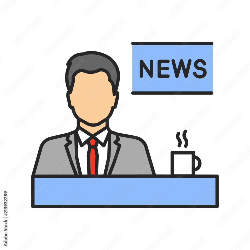TV presenter color icon TV presenter color icon