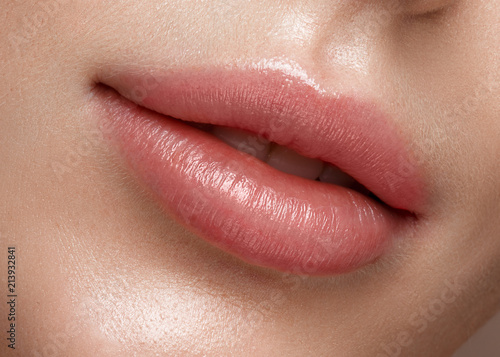 Natural lips close up. Photo shot in the studio