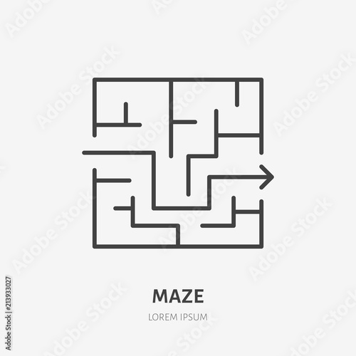 Maze line icon, labyrinth flat logo. Business solution vector illustration. Exit sign, strategy concept.
